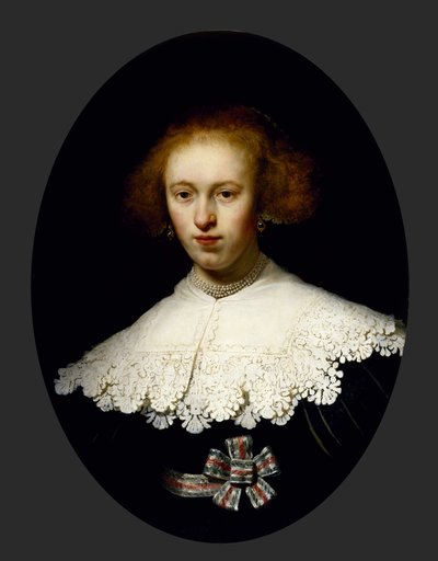 Portret van een jonge vrouw door Rembrandt van Rijn